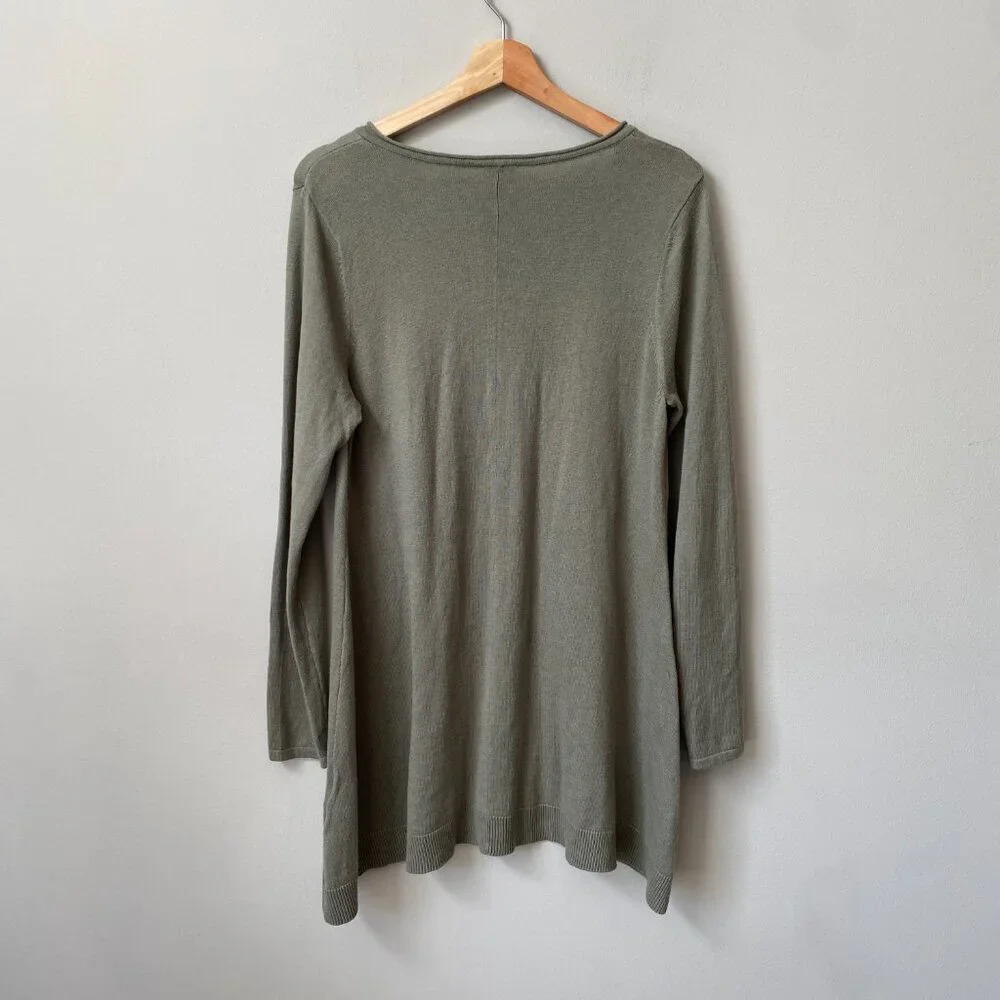 Chico's Womens Size 1 V-Neck Long Sleeve Silk Knit Pullover Casual Sweater Green - Picture 10 of 15